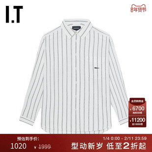 IT DESCENDANT男装条纹长袖衬衫新款简约质感通勤款上衣SSHM09MM