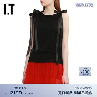 蝴蝶结飘带无袖 圆领背心新款 Simone 上衣536671XP Rocha女装