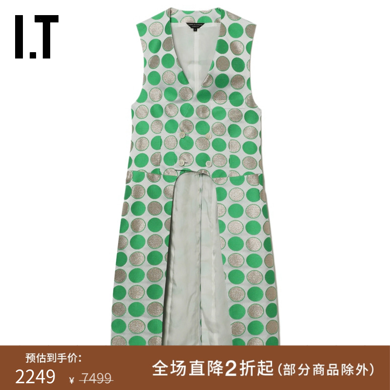 IT彩色波点长款马甲外搭