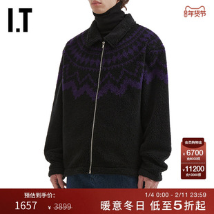 IT uniform experiment男装摇粒绒拉链夹克新款仿羊羔绒翻领外套