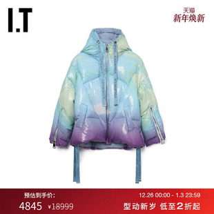 拼色亮片廓形羽绒外套001TTXL 绗缝连帽羽绒服新品 KHRISJOY女装