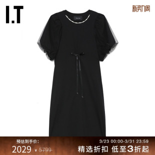 连衣裙新品 泡泡袖 Rocha女装 温柔气质纯色及膝裙7226B3X Simone