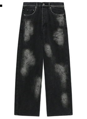 IT GROUNDZERO男女同款宽松牛仔裤新款随性街潮水洗磨白长裤46DJ0