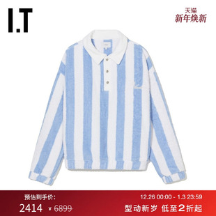 RHUDE男装 宽松翻领套头衫 条纹毛绒polo衫 清爽时尚 ST0132MM 新款