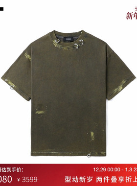 IT We11Done女装做旧磨白短袖T恤新款街潮个性圆环装饰770UCHXO