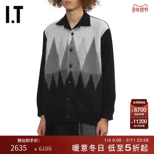 IT CDG COMME des GARCONS HOMME男装翻领拼色针织开衫复古时尚