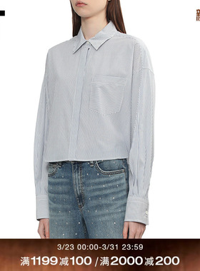 IT rag & bone女装竖条纹衬衫新款时尚干练合身短衬衣RA4M25XQ