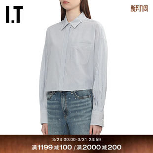 bone女装 竖条纹衬衫 新款 干练合身短衬衣RA4M25XQ 时尚 rag