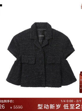 IT pushBUTTON女装短款花呢夹克新款时髦个性廓形短外套20105WXM