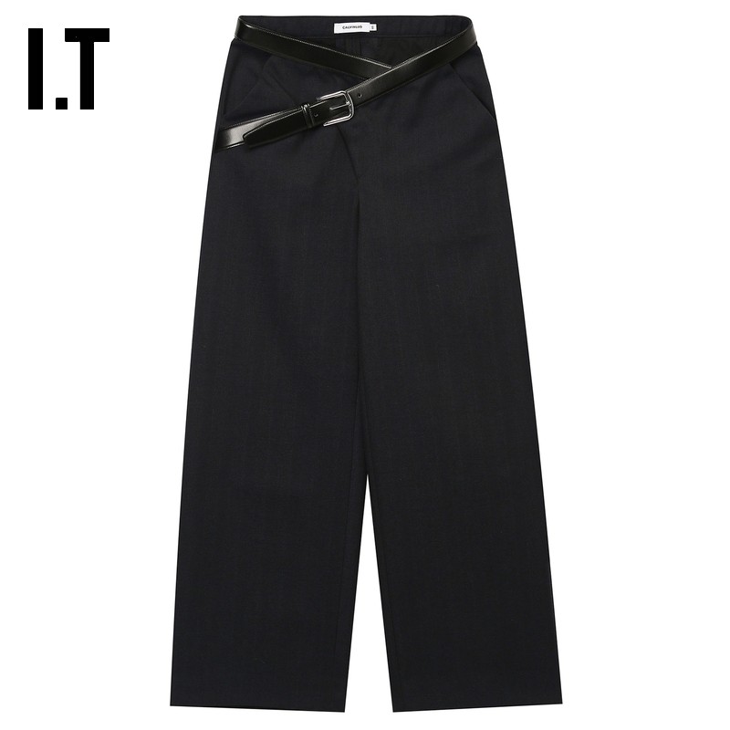 IT CALVIN LUO女装阔腿裤长裤新款时髦设计感腰带装饰054BKXXO,女装/女士精品,休闲裤,淘宝优惠券,粉丝福利购,淘宝优惠卷