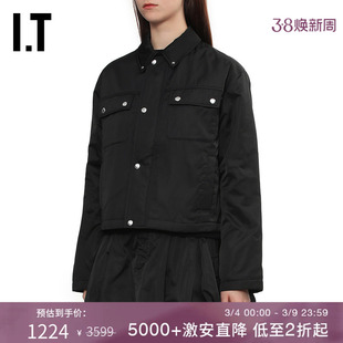 IT BAPY女装纯色翻领夹克新款时尚帅气合身棉服拉链外套JK7312AP