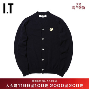 CDG GARÇONS川久保玲男针织开衫 PLAY des 金色爱心刺绣 COMME