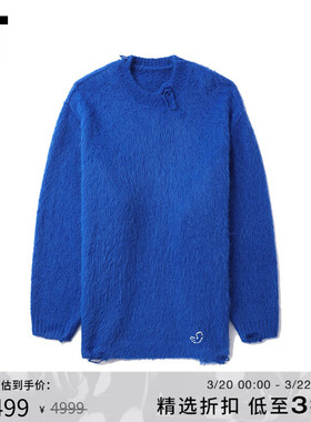 IT ADER error女装圆领毛绒针织衫新款时尚亮眼宽松薄毛衣304BLXL