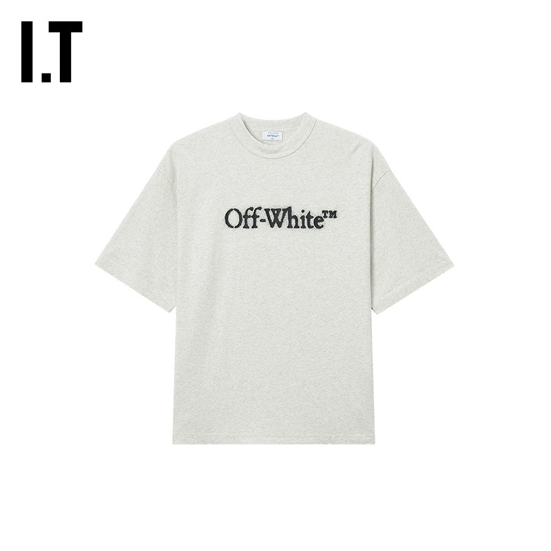 OFF-WHITE™情侣装新款圆领短袖T恤个性潮流斜纹图案装饰半袖