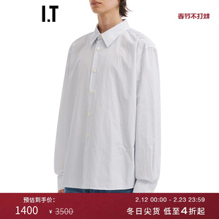 IT OUR LEGACY男装竖条纹衬衫新款简约通勤翻领排扣衬衣4252BDMP