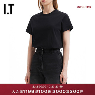 IT STUDIO NICHOLSON女装短袖T恤新款简约日常款纯色半袖W1229BLQ