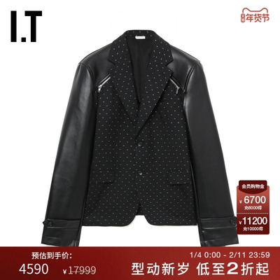 IT材质拼接波点西装夹克