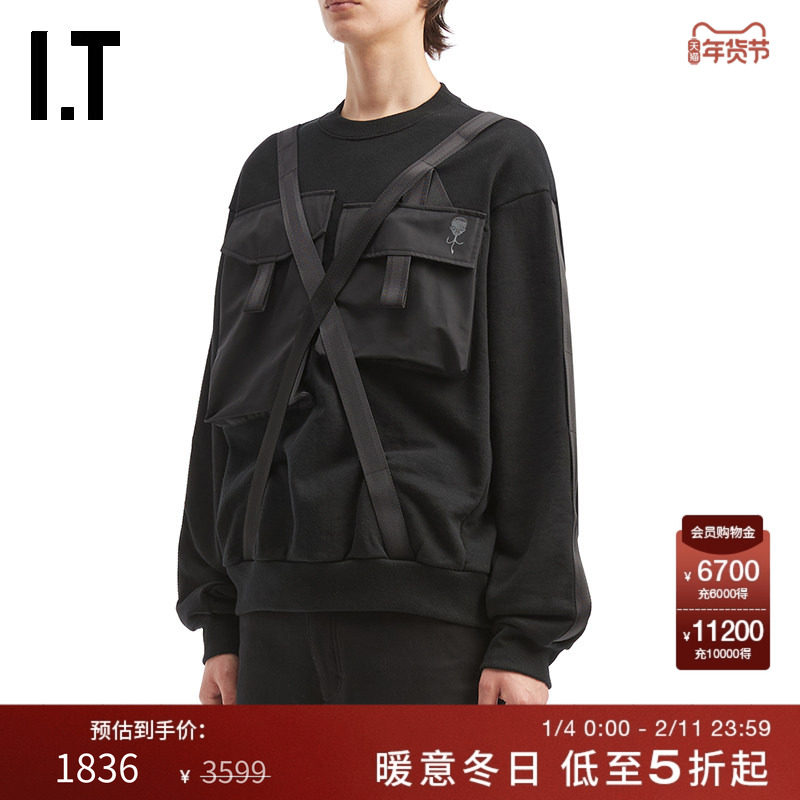 IT almostblack男装长袖T恤新款帅气户外风袢带装饰上衣400959MP,男装,T恤,淘宝优惠券,粉丝福利购,淘宝优惠卷