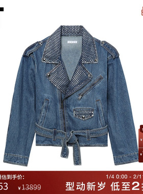 IT Area Nyc女装拉链牛仔夹克新款甜酷时尚翻领机车外套J17301XM