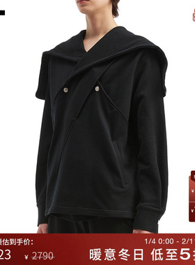 IT NULLUS男装连帽卫衣新款潮流设计感宽松纯色连帽衫上衣ABLKMP