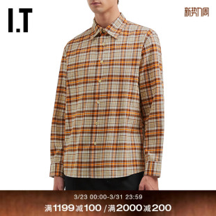 新款 格纹衬衫 长袖 休闲复古翻领格子上衣1284OFMQ SUNFLOWER男装