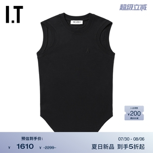圓領(lǐng)上衣新款 背心03100O ATTICO女裝 無袖 甜酷純色修身 THE 時(shí)尚