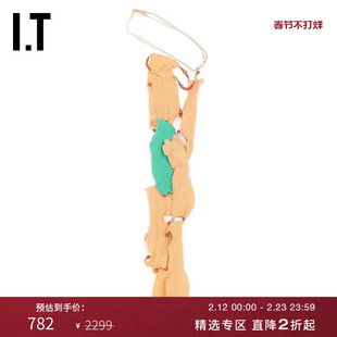 IT RUI女款串珠缀饰裁布拼接腿套时尚个性袜套配搭小物SF05CSXI