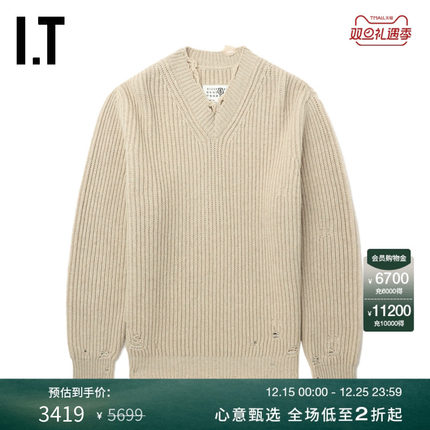 IT MM6 Maison Margiela女装针织衫新款做旧破洞V领毛衣0011M1XP