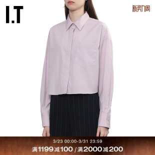 bone女装 纯色长袖 衬衫 简约通勤合身短衬衣RA5Y25XQ 新款 rag