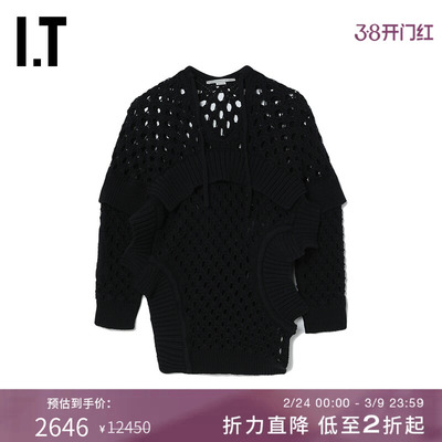 女装针织衫新品解构拼接镂空细节