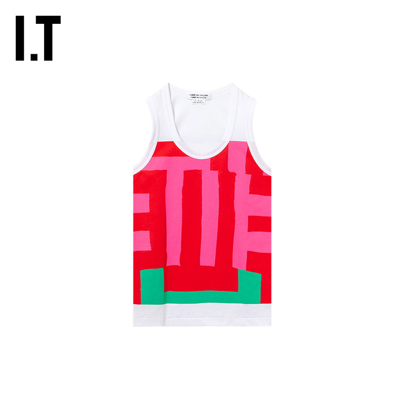 IT CDG COMME DES GARCONS COMME DES GARCONS女拼色图案U领背心图片