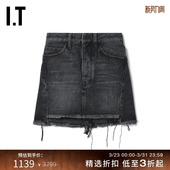 牛仔半身裙毛边短裙180000 WHITE™女装 OFF