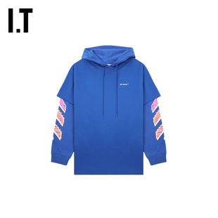 假两件连帽卫衣连帽衫 新款 WHITE™情侣装 OFF