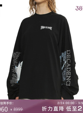 IT VETEMENTS女装廓形长袖T恤新款酷感暗黑宽松圆领上衣LS980BXP