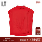 飞袖 GAUCHERE女装 半高领上衣时髦气质褶饰宽松纯色上衣040307X