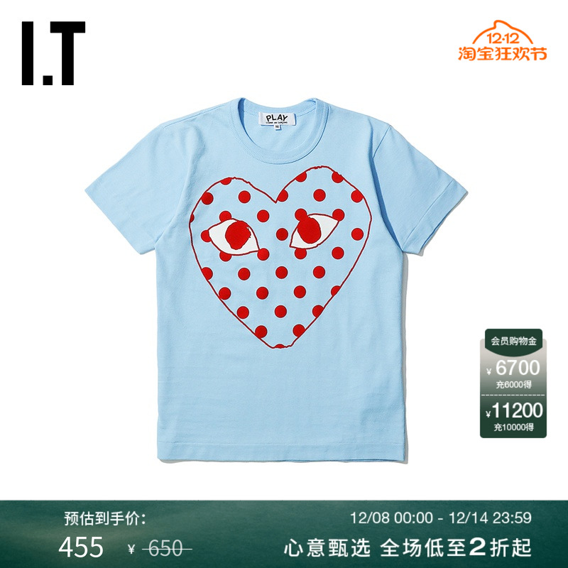 女装圆领短袖t恤潮牌爱心印花