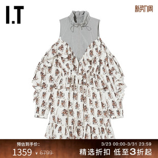 潮流时尚 露肩连衣裙新品 解构拼接立领短裙HAMD2XI BESFXXK女装