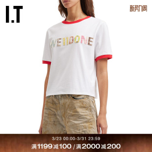 青春时尚 T恤新款 圆领短袖 撞色包边短上衣755WPKXQ We11Done女装