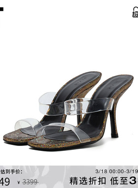 IT BY FAR女款露趾高跟凉鞋时髦摩登透明袢带细跟凉拖鞋RHOLO22I