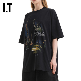 IT VETEMENTS女装中长款落肩T恤新款时尚休闲廓形半袖TR244BXQ