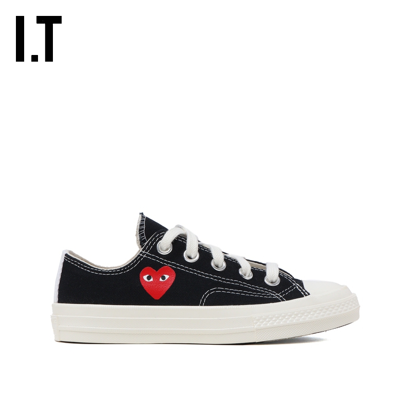 IT CDG PLAY COMME des GARCONS童款川久保玲系带运动鞋帆布鞋