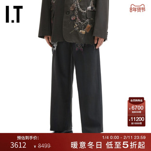 IT doublet男装宽松西装裤长裤新款时髦有型链条图案线绣直筒裤
