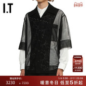 新款 时髦摩登蕾丝拼接上衣 网纱透视短袖 衬衫 Simone Rocha男装