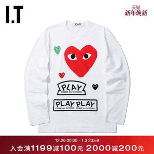 COMME PLAY des GARÇONS川久保玲男装 T恤爱心缝饰印 长袖 CDG