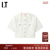 时髦质感合身短外套JK7306AO 花呢夹克新款 BAPY女装 露脐短袖