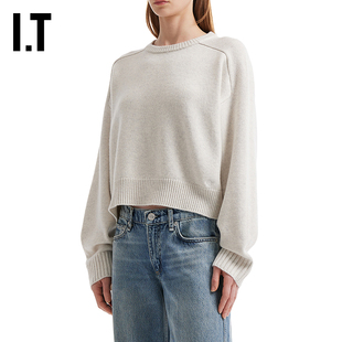 IT LouLou Studio女装圆领针织衫新款时尚质感纯色薄毛衣针织上衣