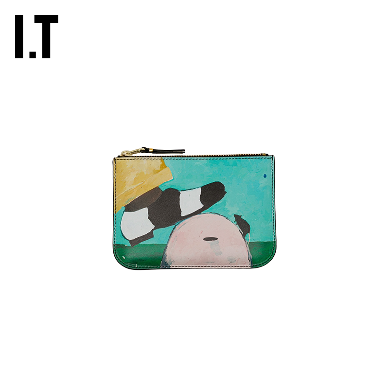 IT CDG COMME des GARCONS Wallet女款绘画图案拉链钱包零钱包