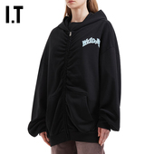 廓形连帽拉链卫衣新款 We11Done女装 宽松褶饰休闲外搭820UBKXQ