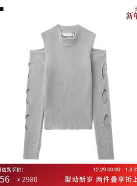 IT IRO女装合身长袖针织衫新品时尚设计感挖剪镂空针织上衣IRAXXL