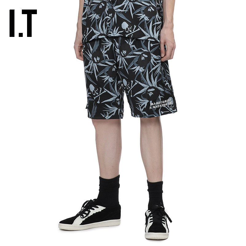 IT MASTERMIND VS BAPE男装宽松短裤新款满幅花色直筒裤M903531O